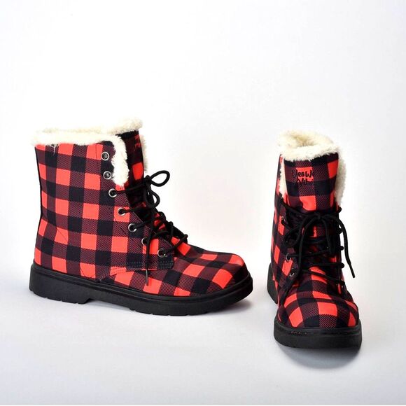 Yes We Vibe, Red Buffalo Plaid Size 8.5 Mens, Women's 10 - Picture 6 of 7